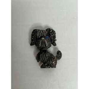 Vintage Dog Brooch Silver And Charcoal Rare Dog Brooch